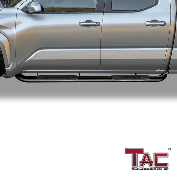 TAC 3" Gloss Black Side Steps Compatible with 2024-2025 Tacoma Double Cab (Incl. Hybrid model)| Running Boards| Side Bars| Step Rails| Nerf Bars| Rocker Slider| Pickup Truck Accessories (2 PCS)