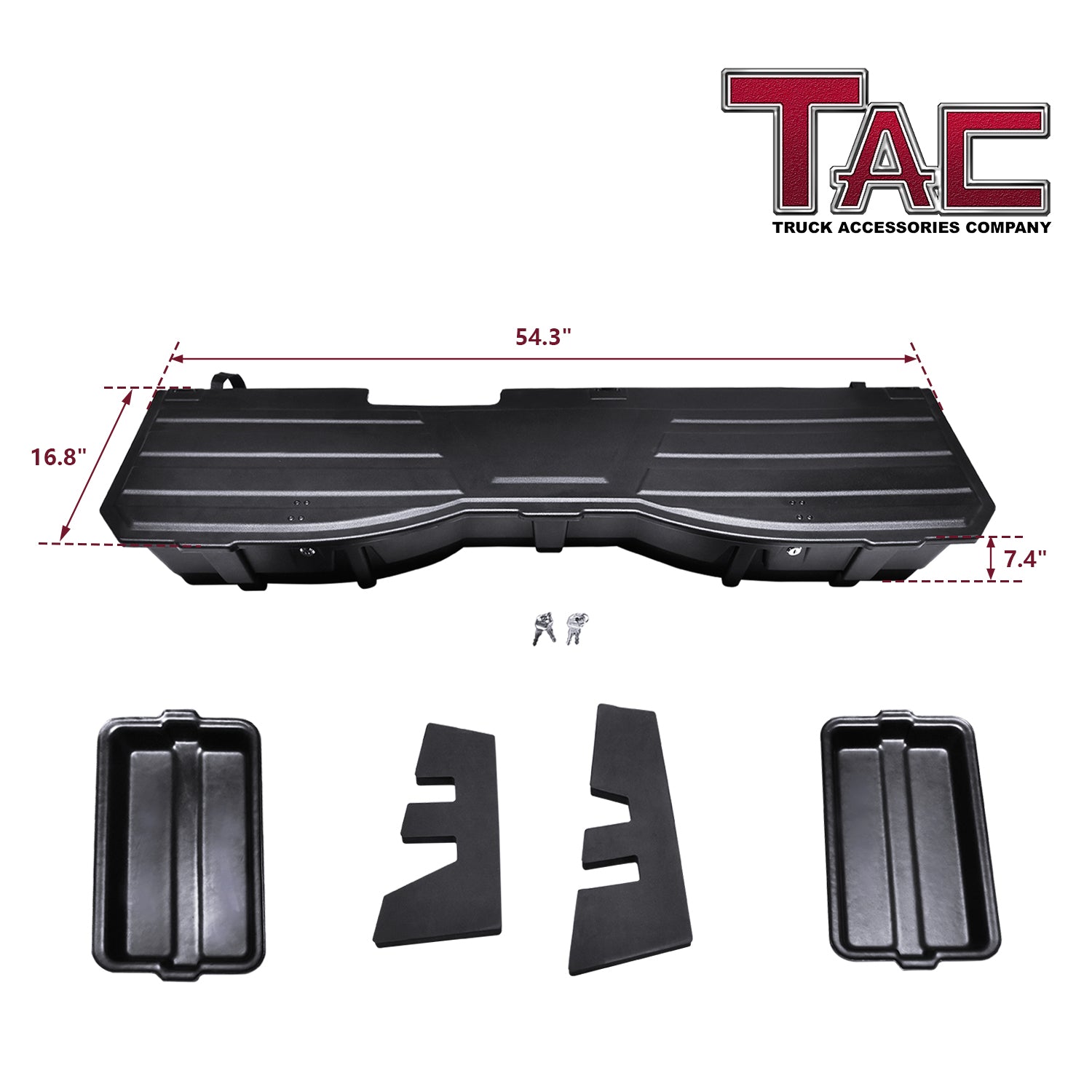TAC Under Seat Storage Box Fit 2007-2018 Chevy Silverado/GMC Sierra 1500 | 2007-2019 Chevy Silverado/GMC Sierra 2500/3500 Crew Cab Pickup Truck Interior Rear Gun Case Lockable Cargo Box Black