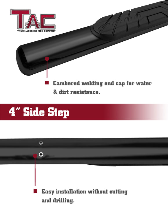 TAC Gloss Black 4" Side Steps for 2005-2023 Toyota Tacoma Access Cab Truck | Running Boards | Nerf Bars | Side Bars