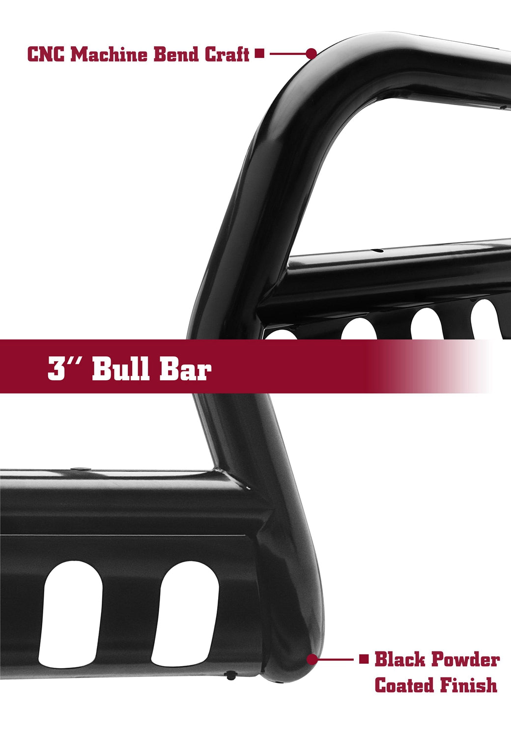 TAC Gloss Black 3" Bull Bar For 2024-2025 Toyota Tacoma Truck Front Bumper Brush Grille Guard Nudge Bar