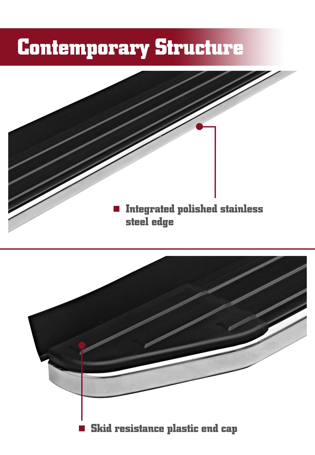 TAC Viewpoint Running Boards Compatible with 2021-2024 Jeep Grand Cherokee L| 2022-2025 Grand Cherokee (Exclude 2022-2024 4xe Models) SUV| 5.5 Inch Width| Side Steps| Nerf Bars| Step Rails| Aluminum| Black(2 PCS)