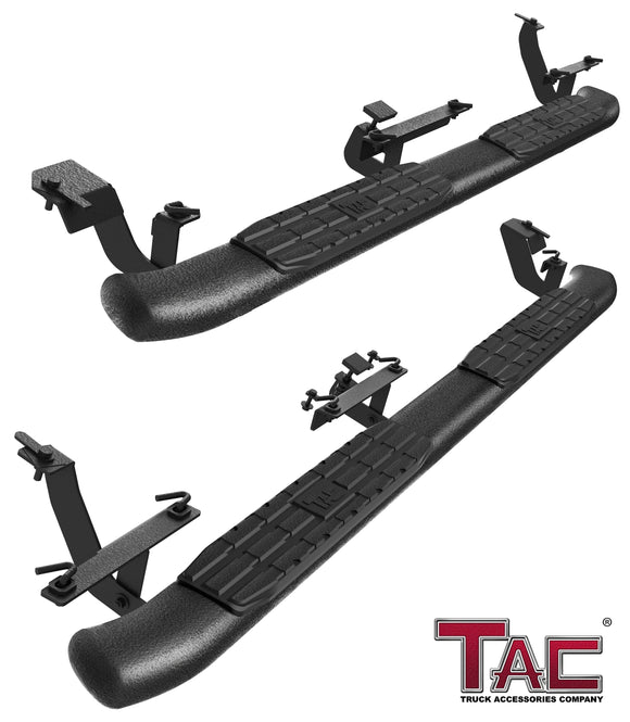 TAC Side Steps Running Boards for 2022-2025 Ford Maverick / Maverick Hybrid Truck Pickup 4.25" Oval Bend Texture Black Side Bars Nerf Bars (Texture Powder Coating Brackets)