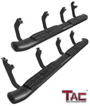 TAC Side Steps Running Boards Fit 2022-2025 Toyota Tundra Double Cab Truck Pickup 4.25" Oval Bend Texture Black Side Bars Nerf Bars (Texture Powder Coating Brackets)-1