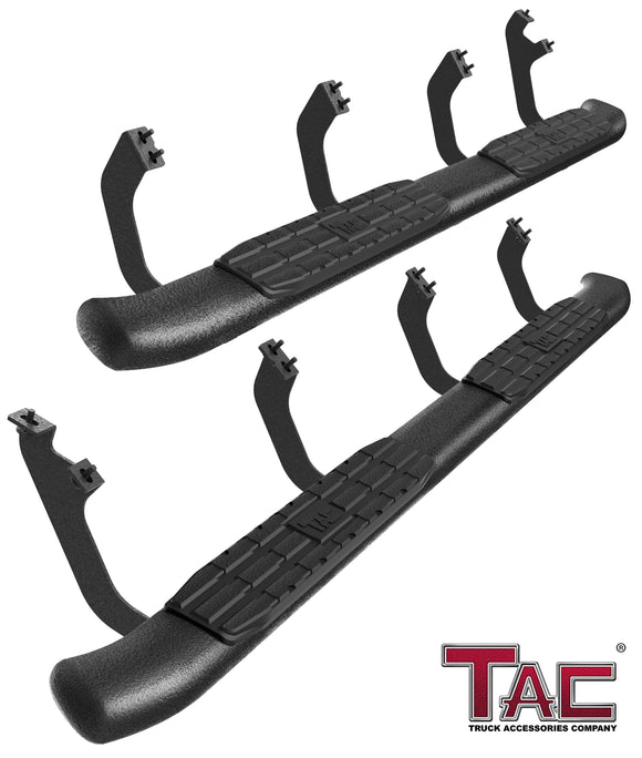 TAC Side Steps Running Boards Fit 2022-2025 Toyota Tundra Double Cab Truck Pickup 4.25" Oval Bend Texture Black Side Bars Nerf Bars (Texture Powder Coating Brackets)
