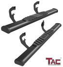 TAC Arrow Side Steps Running Boards Compatible with 2007-2018 Chevy Silverado/GMC Sierra 1500 | 2007-2019 2500/3500 Heavy Duty Regular Cab Truck Pickup 5" Aluminum Texture Black Step Rails Nerf Bars-1
