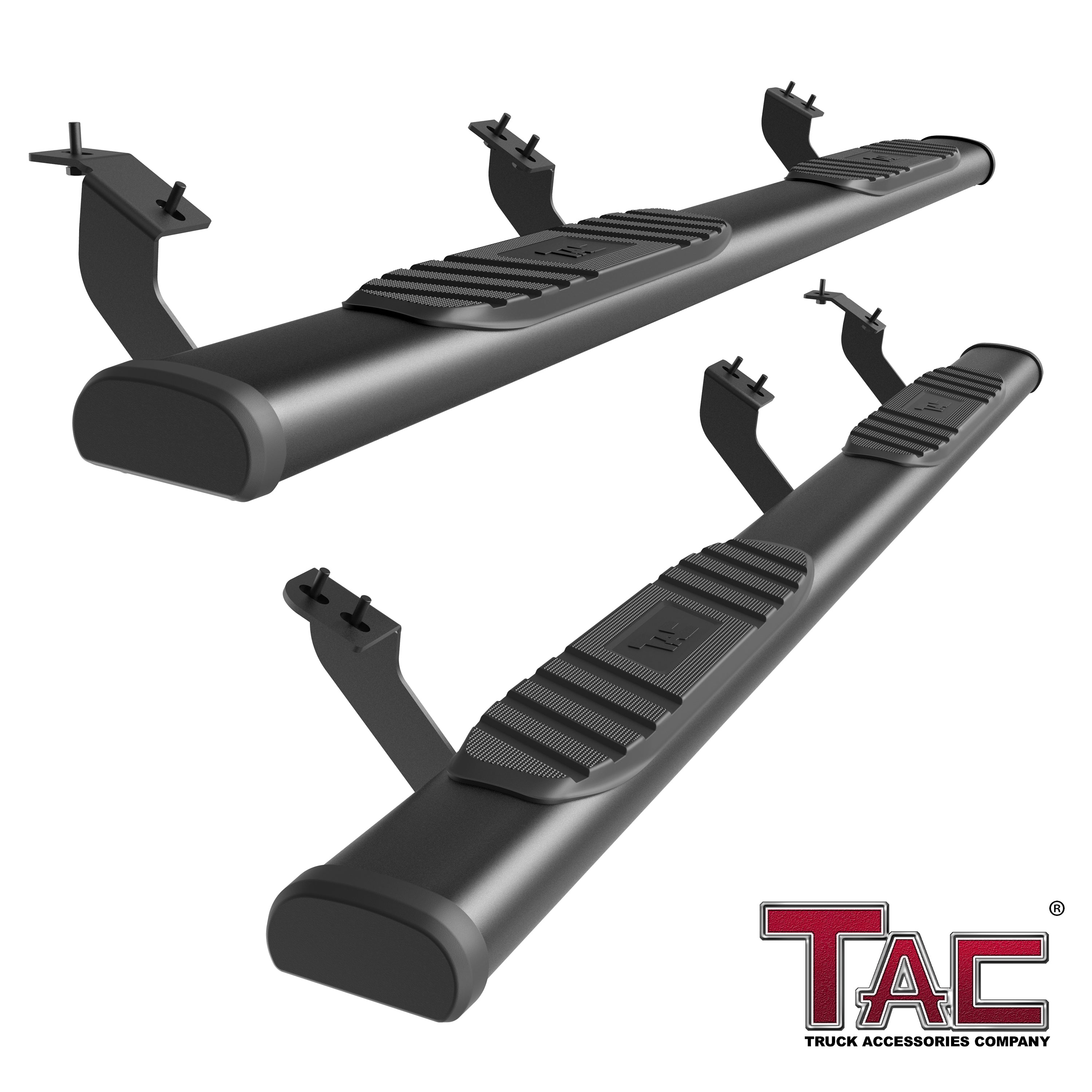 TAC Arrow Side Steps Running Boards Compatible with 2007-2021 Toyota Tundra Double Cab Truck Pickup 5" Aluminum Texture Black Step Rails Nerf Bars Lightweight Off Road Accessories 2Pcs