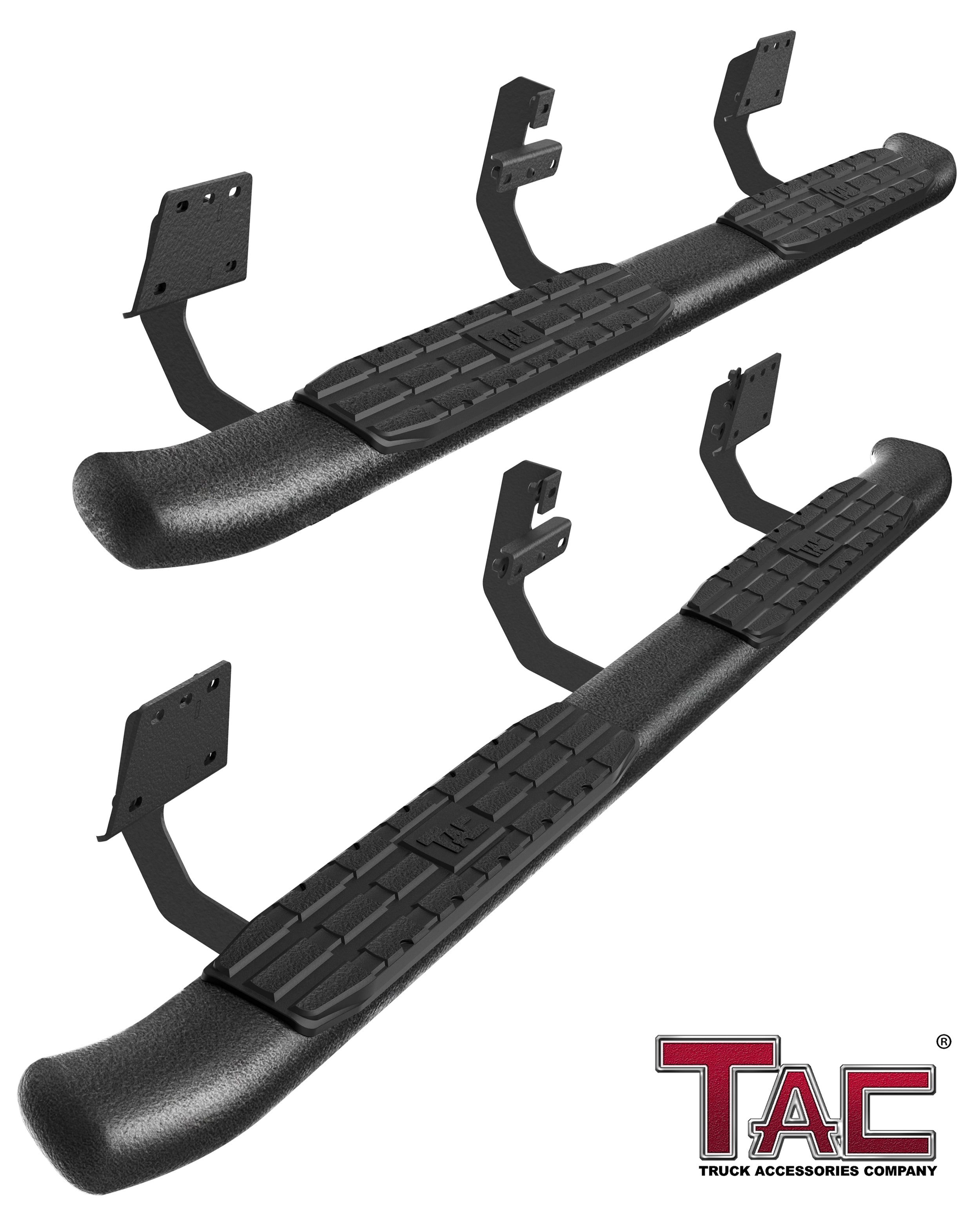 TAC Heavy Texture Black PNC Side Steps For 2019-2025 Dodge Ram 1500 Crew Cab (Excl. 2019-2024 RAM 1500 Classic) Truck | Running Boards | Nerf Bars | Side Bars