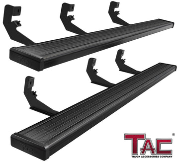 TAC Spear Running Boards Compatible with 2004-2026 Nissan Titan Crew Cab|2016-2026 Nissan Titan XD Crew Cab 6" Side Step Rail Nerf Bar Truck Accessories Aluminum Texture Black Width Body and Soft top Lightweight 2Pcs