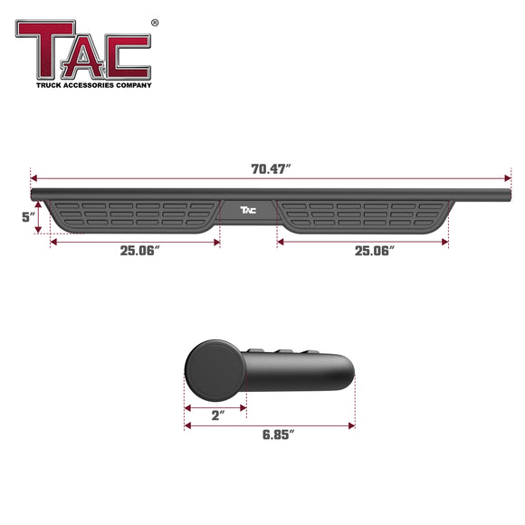 TAC Summit Running Boards Compatible with 2021-2026 Ford Bronco 4 Door| Side Steps| Nerf Bars| Step Rails| SUV Exterior Accessories| Carbon Steel| Fine Texture Black (2pcs)