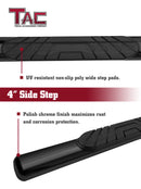 TAC Gloss Black 4" Side Steps for 2005-2023 Toyota Tacoma Access Cab Truck | Running Boards | Nerf Bars | Side Bars-4