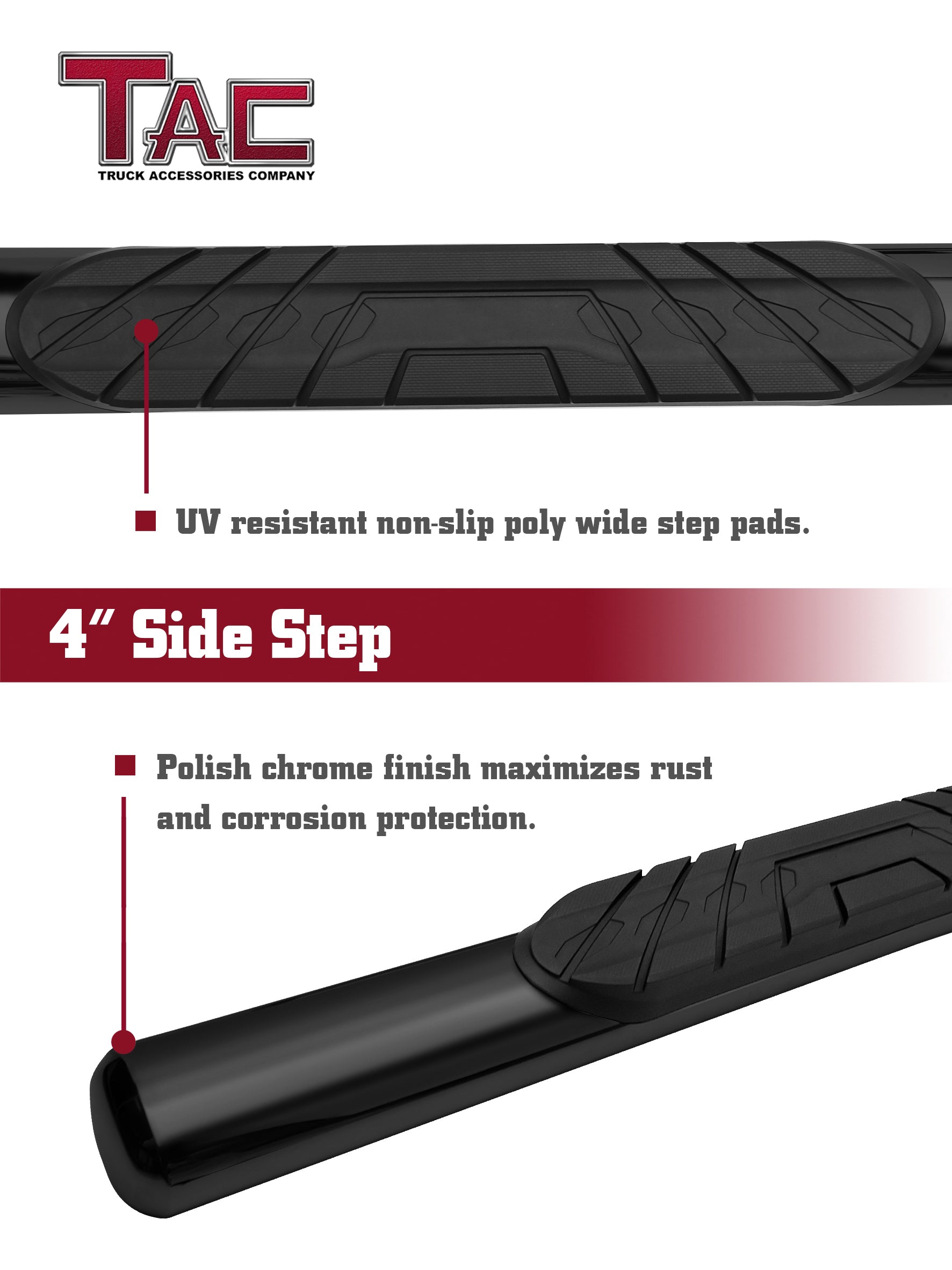 TAC Gloss Black 4" Side Steps for 2005-2023 Toyota Tacoma Access Cab Truck | Running Boards | Nerf Bars | Side Bars