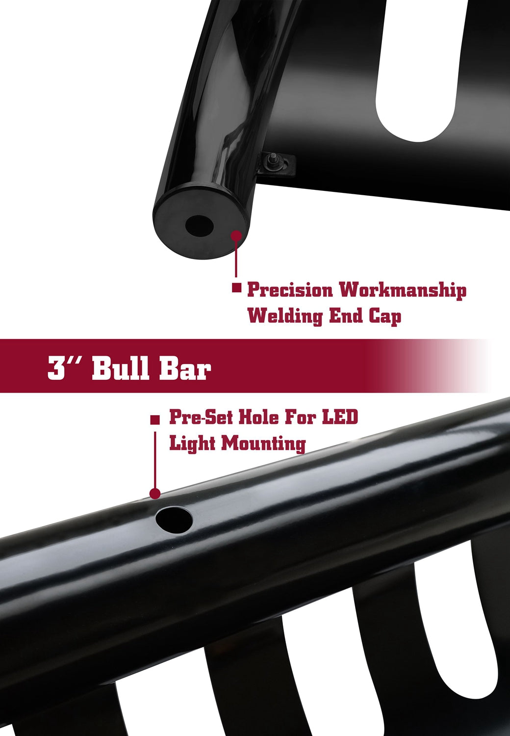 TAC Gloss Black 3" Bull Bar For 2024-2025 Toyota Tacoma Truck Front Bumper Brush Grille Guard Nudge Bar