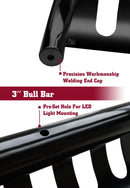 TAC Bull Bar Fits 2025-2026 Toyota 4Runner 3" Black Front Grille Brush Guard Offroad-7
