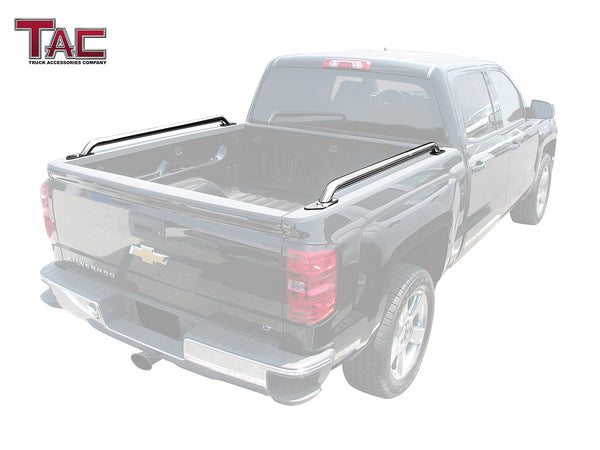 TAC Bed Rails Fit 2014-2024 Chevy Silverado 1500/GMC Sierra 1500 5.5ft Short Bed T304 Stainless Steel Truck Side Rails Off Road Automotive Exterior Accessories (2 Pieces Bed Rails)