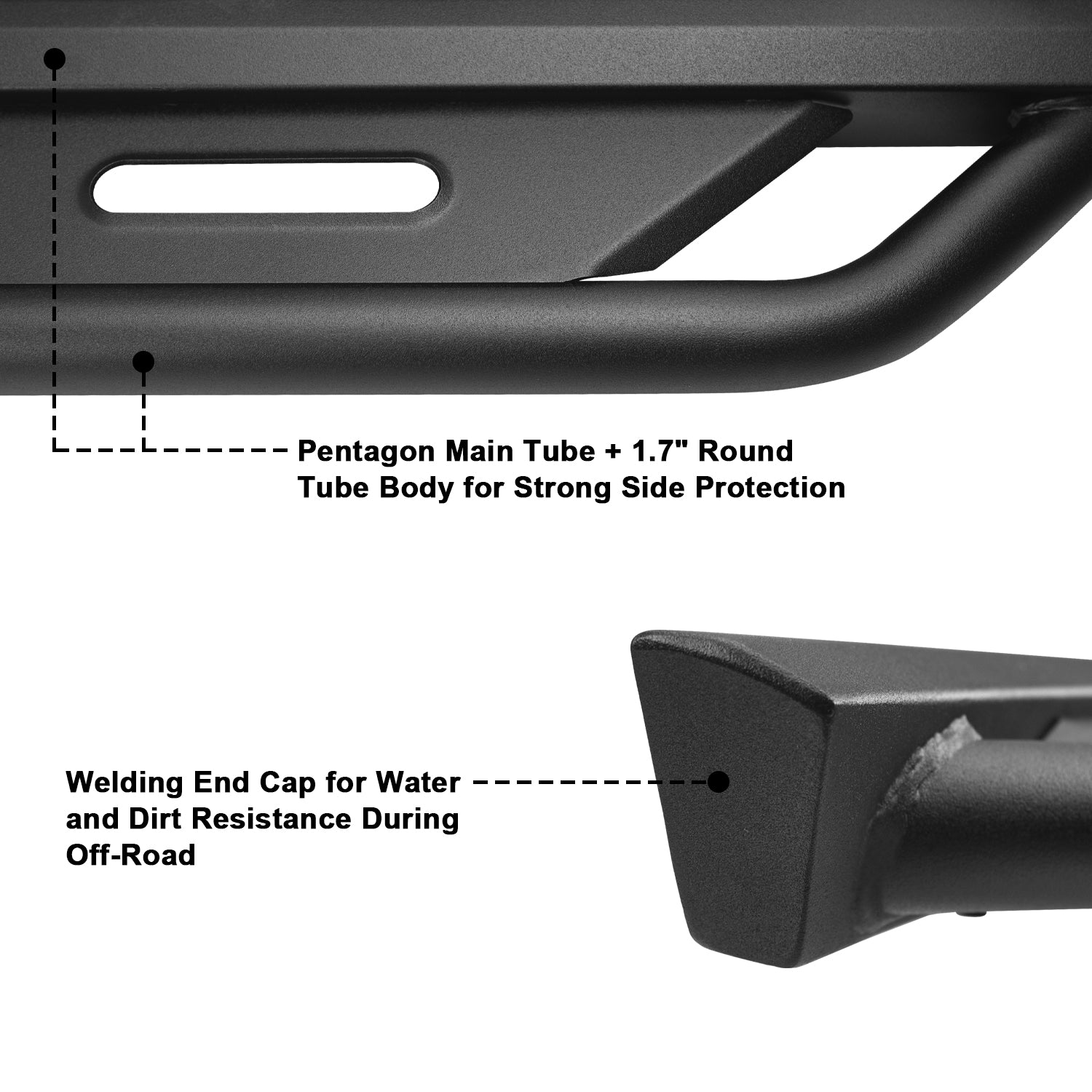 TAC Rocker Running Boards Compatible With 2021-2025 Ford Bronco 2 Door| Side Steps| Nerf Bars| Step Bars| Step Rails| Rock Sliders| Carbon Steel| Pickup Truck Accessories| Fine Texture Black (2 PCS)