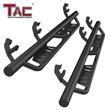 TAC EHD Two-Stair Drop Steps Running Boards Compatible With 2015-2026 Ford F150 Supercrew Cab| 2022-2026 Ford F150 Lightning EV Supercrew Cab|2017-2026 F250/F350/F450/F550 Crew Cab | Side Steps| Nerf Bars| Step Rails| Rocker Slider|  4" Drop (2 PCS)