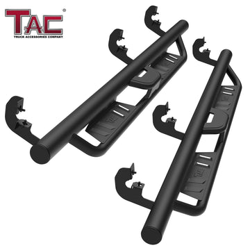 TAC EHD Two-Stair Drop Steps Running Boards Compatible With 2015-2026 Chevy Colorado/GMC Canyon Crew Cab| Side Steps| Nerf Bars| Step Rails| Rocker Slider| Pickup Truck Exterior Accessories|  4" Drop| Carbon Steel| Fine Texture Black (2 PCS)
