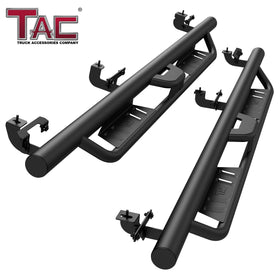 TAC EHD Two-Stair Drop Steps Running Boards Compatible With 2020-2025 Jeep Gladiator JT| Side Steps| Nerf Bars| Step Rails| Rocker Slider| Pickup Truck Exterior Accessories|  4" Drop| Carbon Steel| Fine Texture Black (2 PCS)