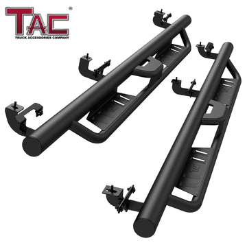 TAC EHD Two-Stair Drop Steps Running Boards Compatible With 2020-2026 Jeep Gladiator JT| Side Steps| Nerf Bars| Step Rails| Rocker Slider| Pickup Truck Exterior Accessories|  4" Drop| Carbon Steel| Fine Texture Black (2 PCS)