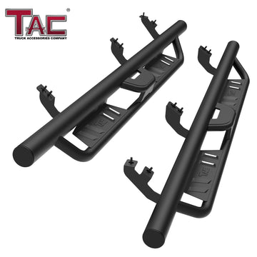 TAC EHD Two-Stair Drop Steps Running Boards Compatible With 2024-2026 Toyota Tacoma Double Cab| Side Steps| Nerf Bars| Step Rails| Rocker Slider| Pickup Truck Accessories|  4" Drop| Carbon Steel| Fine Texture Black (2 PCS)