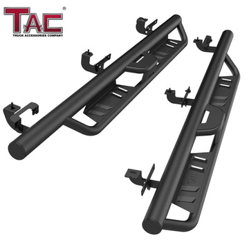 TAC EHD Two-Stair Drop Steps Running Boards Compatible With 2018-2026 Jeep Wrangler JL 4 Door|2021-2024 Wrangler JL 4xe | Rocker Slider| Truck Exterior Accessories|  4" Drop| Carbon Steel| Fine Texture Black (2 PCS)