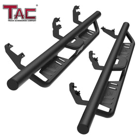 TAC EHD Two-Stair Drop Steps Running Boards Compatible With 2021-2025 Ford Bronco 4 Door | Side Steps| Nerf Bars| Step Rails| Rocker Slider| Pickup Truck Exterior Accessories|  4" Drop| Carbon Steel| Fine Texture Black (2 PCS)