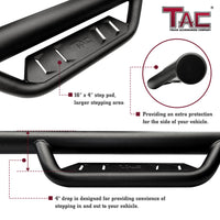 Fits 2005-2023 Toyota Tacoma Double Cab| Running Boards| Side Steps| Nerf Bars| 4" Drop| Tubular Style| Fine Texture Black