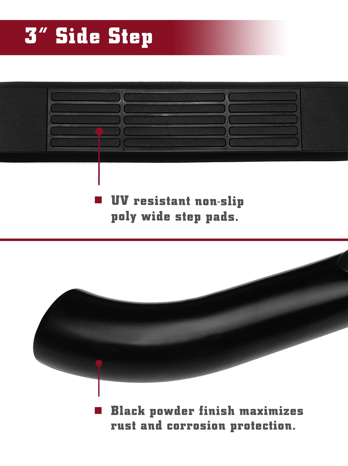 TAC 3" Gloss Black Side Steps Compatible with 2002-2009 Chevy Trailblazer (Exclude EXT/ SS Models)/ GMC Envoy (Exclude XL Models)| Running Boards| Side Bars| Step Rails| Nerf Bars| Rocker Slider| Pickup Truck Accessories (2 PCS) - 0