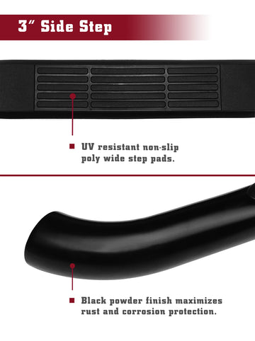 TAC 3" Gloss Black Side Steps Compatible with 2001-2004 Toyota Tacoma Double Cab| Running Boards| Side Bars| Step Rails| Nerf Bars| Rocker Slider| Pickup Truck Accessories (2 PCS) - 0