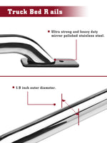 TAC Bed Rails fit 2014-2023 Chevy Silverado/Sierra 1500 | 2015-2019 Silverado/Sierra 2500/3500 6.5' Standard Bed (Exclude Denali CarbonPro Editions) Stainless Steel Truck Accessories -1 Pair