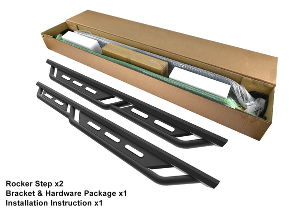 TAC Rocker Running Boards Compatible With 2005-2023 Toyota Tacoma Double Cab| Side Steps| Nerf Bars| Step Bars| Step Rails| Rock Sliders| Carbon Steel| Pickup Truck Accessories| Fine Texture Black (2 PCS)