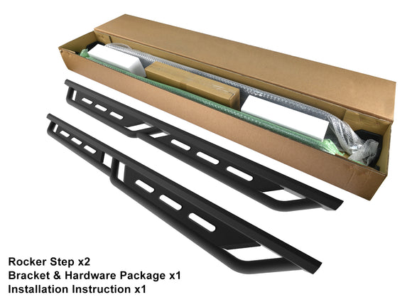 TAC Rocker Running Boards Compatible With 2019-2025 RAM 1500 Crew Cab (Exclude 2019-2024 Ram 1500 Classic)| Side Steps| Nerf Bars| Step Bars| Step Rails| Rock Sliders| Carbon Steel| Pickup Truck Accessories| Fine Texture Black (2 PCS)