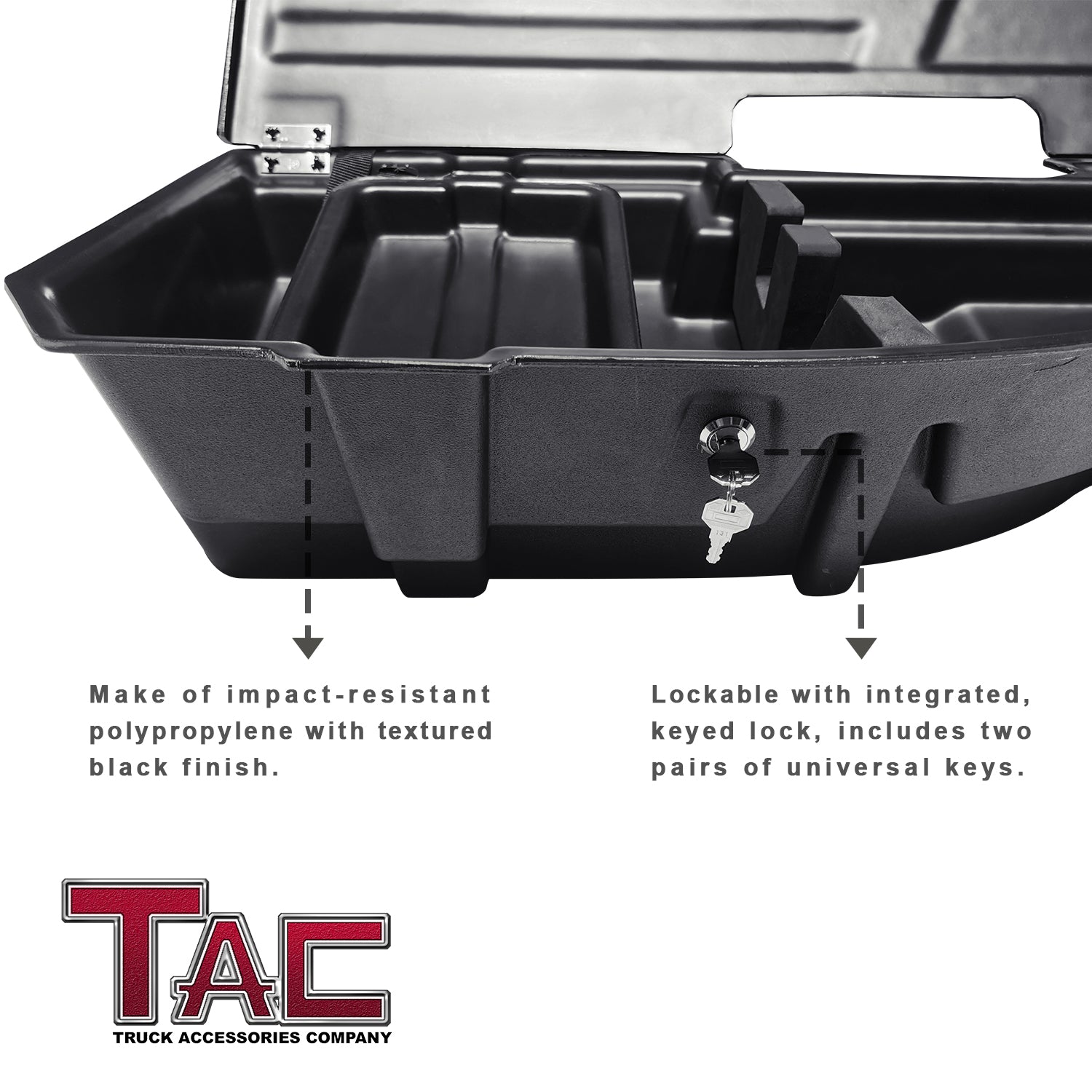 TAC Under Seat Storage Box Fit 2007-2018 Chevy Silverado/GMC Sierra 1500 | 2007-2019 Chevy Silverado/GMC Sierra 2500/3500 Crew Cab Pickup Truck Interior Rear Gun Case Lockable Cargo Box Black