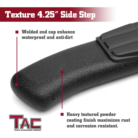 TAC Heavy Texture Black PNC Side Steps For 2019-2025 Ford Ranger SuperCrew Truck Pickup | Running Boards | Nerf Bars | Side Bars