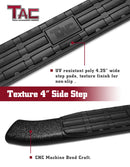 TAC Side Steps for 2024-2025 Tacoma Double Cab (Incl. Hybrid model) Pickup Truck 4" Oval Bend Texture Black Nerf Bars Running Boards (Texture Powder Coating Brackets)-7