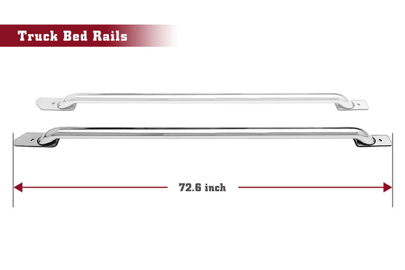 TAC Bed Rails fit 2014-2025 Chevy Silverado/Sierra 1500 | 2015-2019 Silverado/Sierra 2500/3500 6.5' Standard Bed (Exclude Denali CarbonPro Editions) Stainless Steel Truck Accessories -1 Pair