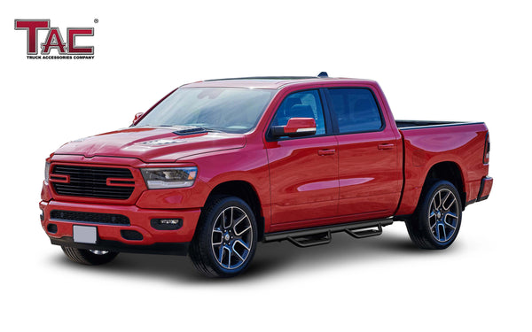 Fits 2019-2024 RAM 1500 Crew Cab(Excl. 2019-2024 RAM 1500 Classic)| Running Boards| Side Steps| Nerf Bars| 4" Drop| Tubular Style| Fine Texture Black