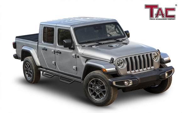 Fits 2020-2025 Jeep Gladiator JT| Running Boards| Side Steps| Nerf Bars| 4" Drop| Tubular Style| Fine Texture Black