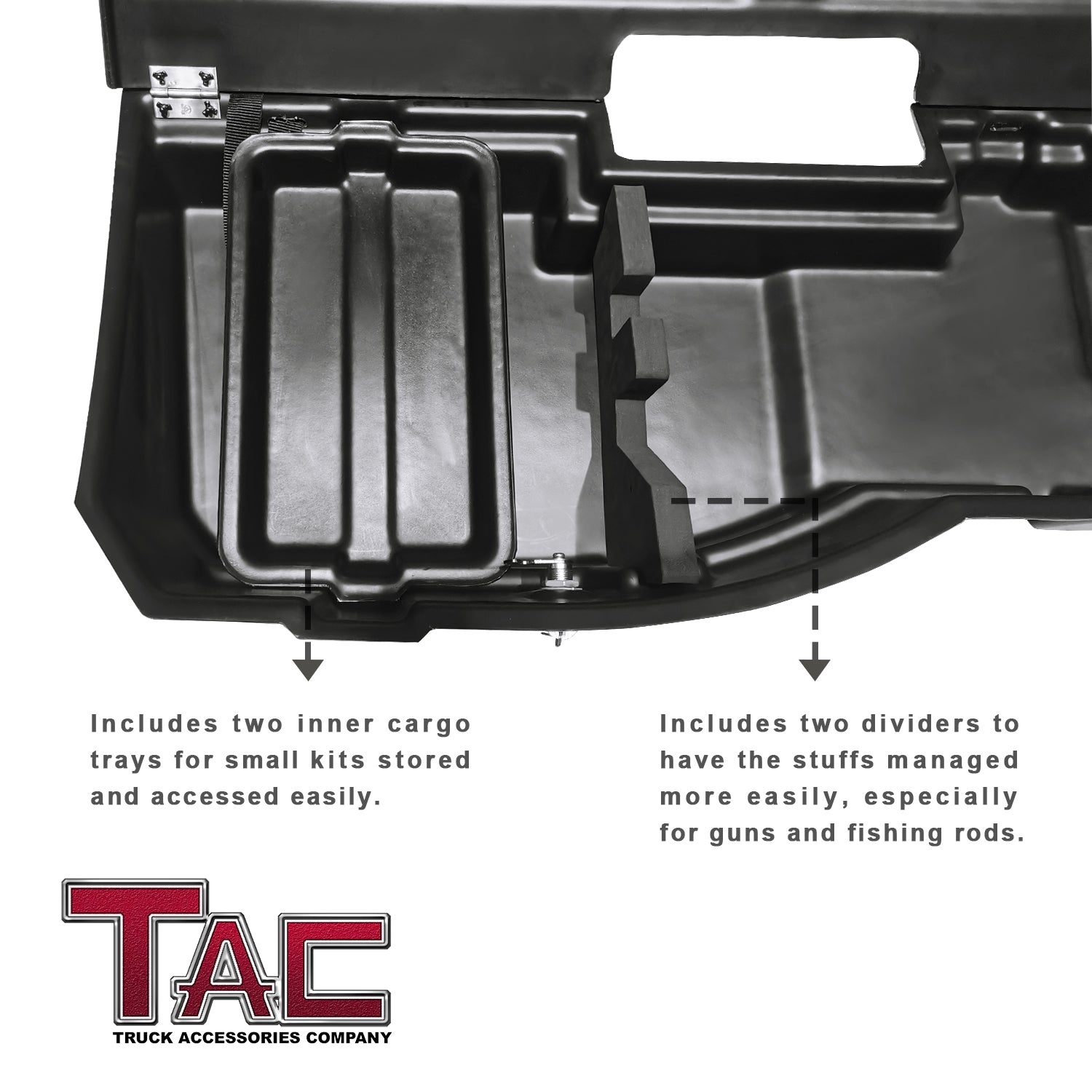 TAC Under Seat Storage Box Fit 2007-2018 Chevy Silverado/GMC Sierra 1500 | 2007-2019 Chevy Silverado/GMC Sierra 2500/3500 Crew Cab Pickup Truck Interior Rear Gun Case Lockable Cargo Box Black
