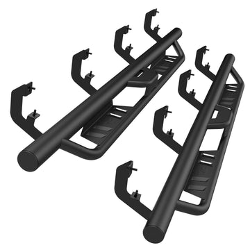 TAC EHD Two-Stair Drop Steps Running Boards Compatible With 2019-2026 Chevy Silverado/GMC Sierra 1500 Crew Cab|2020-2026 Chevy Silverado/GMC Sierra 2500/3500 Crew Cab | Side Steps| Nerf Bars| Step Rails| 4" Drop| Carbon Steel
