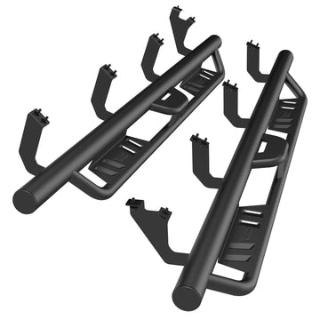 TAC EHD Two-Stair Drop Steps Running Boards Compatible With 2022-2026 Toyota Tundra Crewmax | Side Steps| Nerf Bars| Step Rails| Rocker Slider| Pickup Truck Exterior Accessories|  4" Drop| Carbon Steel| Fine Texture Black (2 PCS)