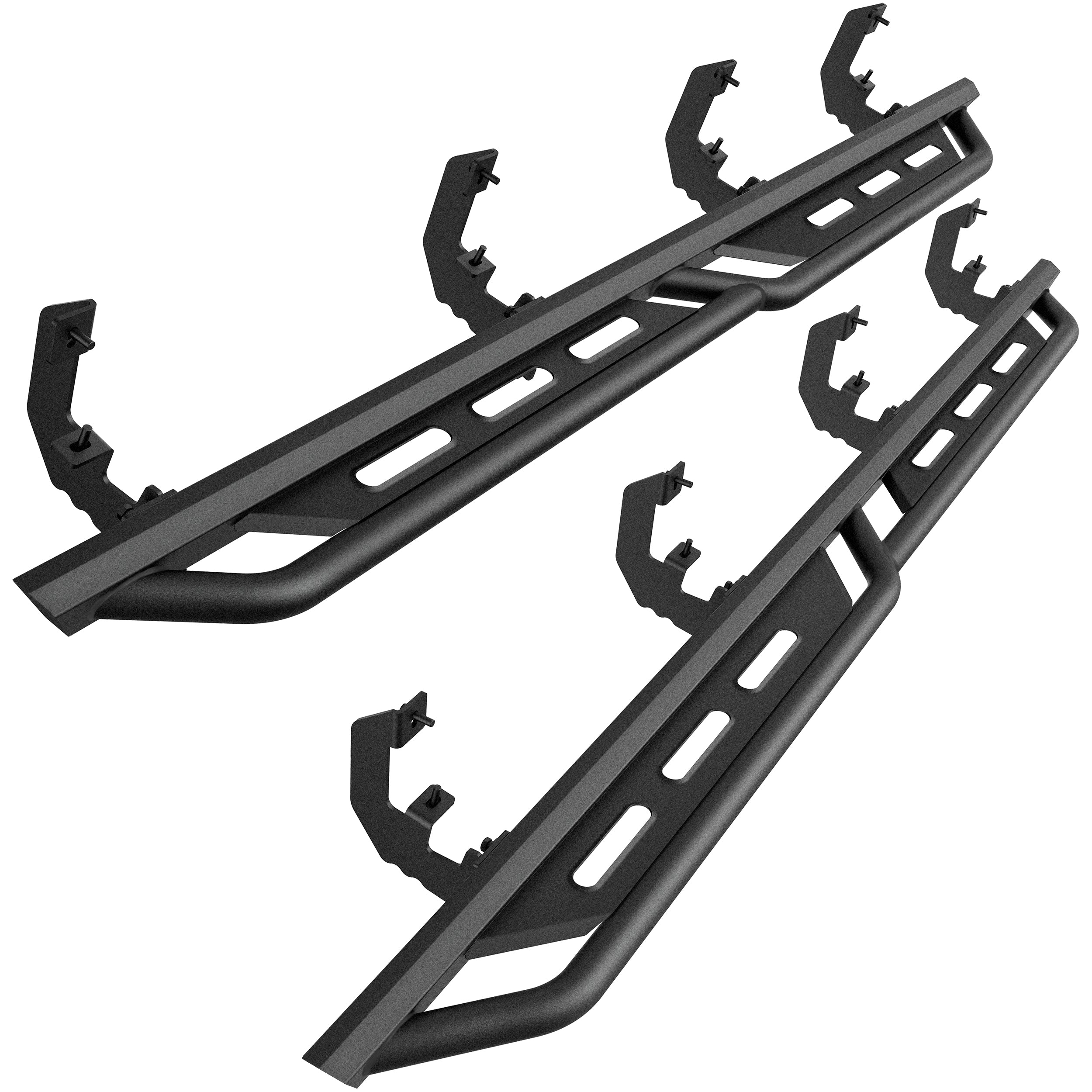 TAC Rocker Running Boards Compatible With 2019-2025 Chevy Silverado/GMC Sierra 1500 Crew Cab | 2020-2025 Silverado/Sierra 2500/3500 Crew Cab| Side Steps| Nerf Bars| Step Bars| Step Rails| Rock Sliders| Carbon Steel| Fine Texture Black (2 PCS)