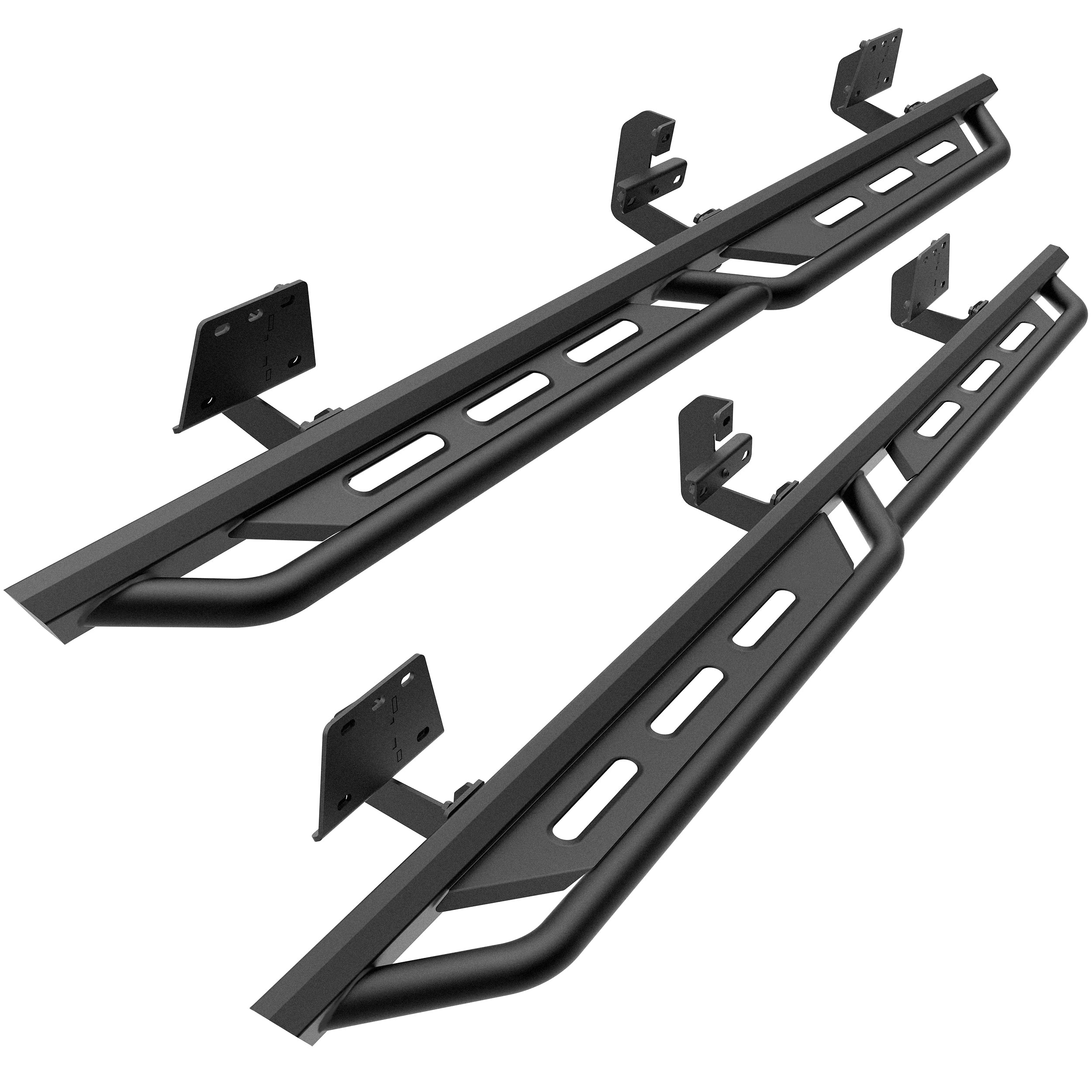 TAC Rocker Running Boards Compatible With 2019-2025 RAM 1500 Crew Cab (Exclude 2019-2024 Ram 1500 Classic)| Side Steps| Nerf Bars| Step Bars| Step Rails| Rock Sliders| Carbon Steel| Pickup Truck Accessories| Fine Texture Black (2 PCS)