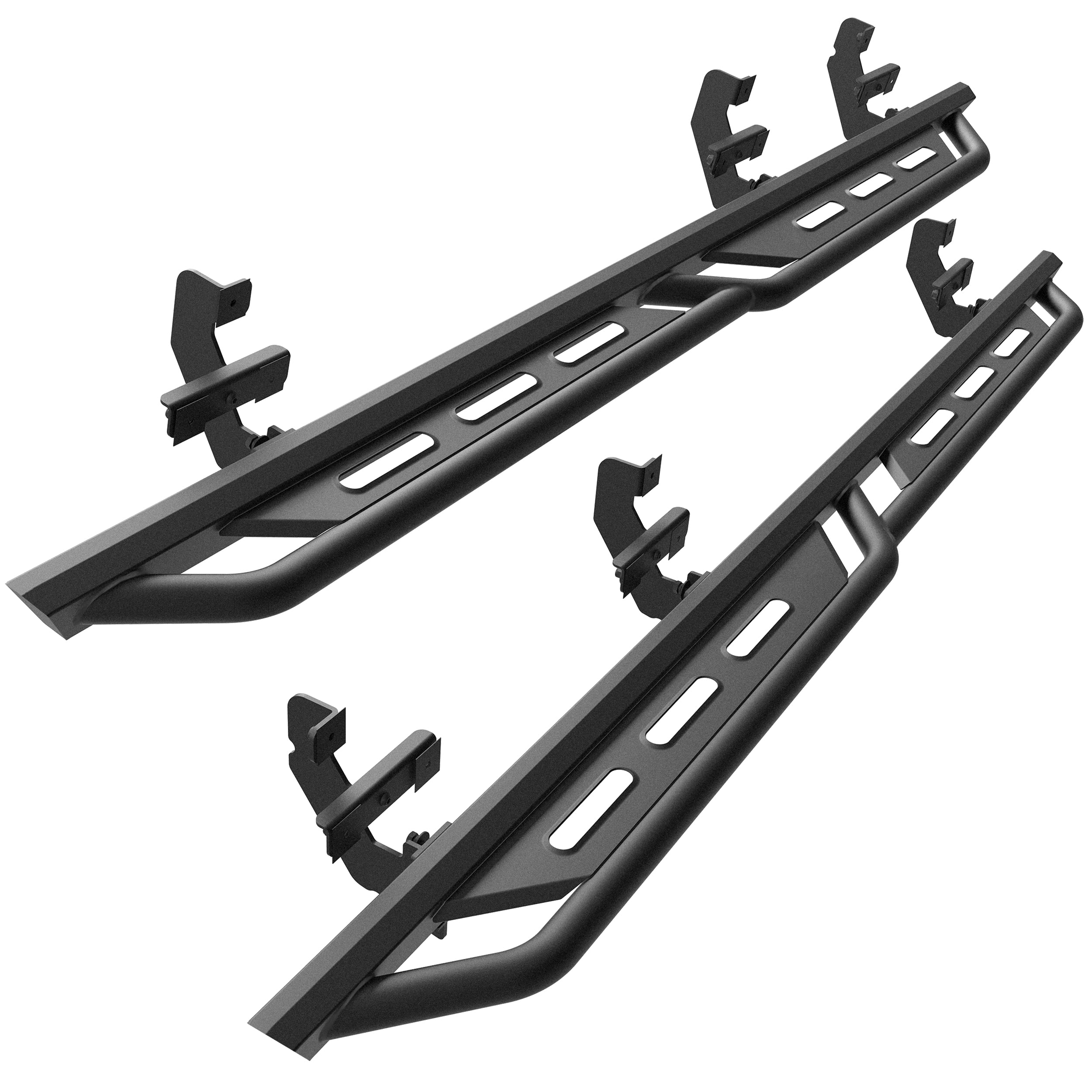TAC Rocker Running Boards Compatible With 2015-2025 Ford F150 SuperCrew Cab | 2022-2025 F150 Lightning EV|2017-2025 F250/F350/F450/F550 Super Duty Crew Cab| Side Steps| Nerf Bars| Step Bars| Step Rails| Rock Sliders| Carbon Steel| Black (2 PCS)