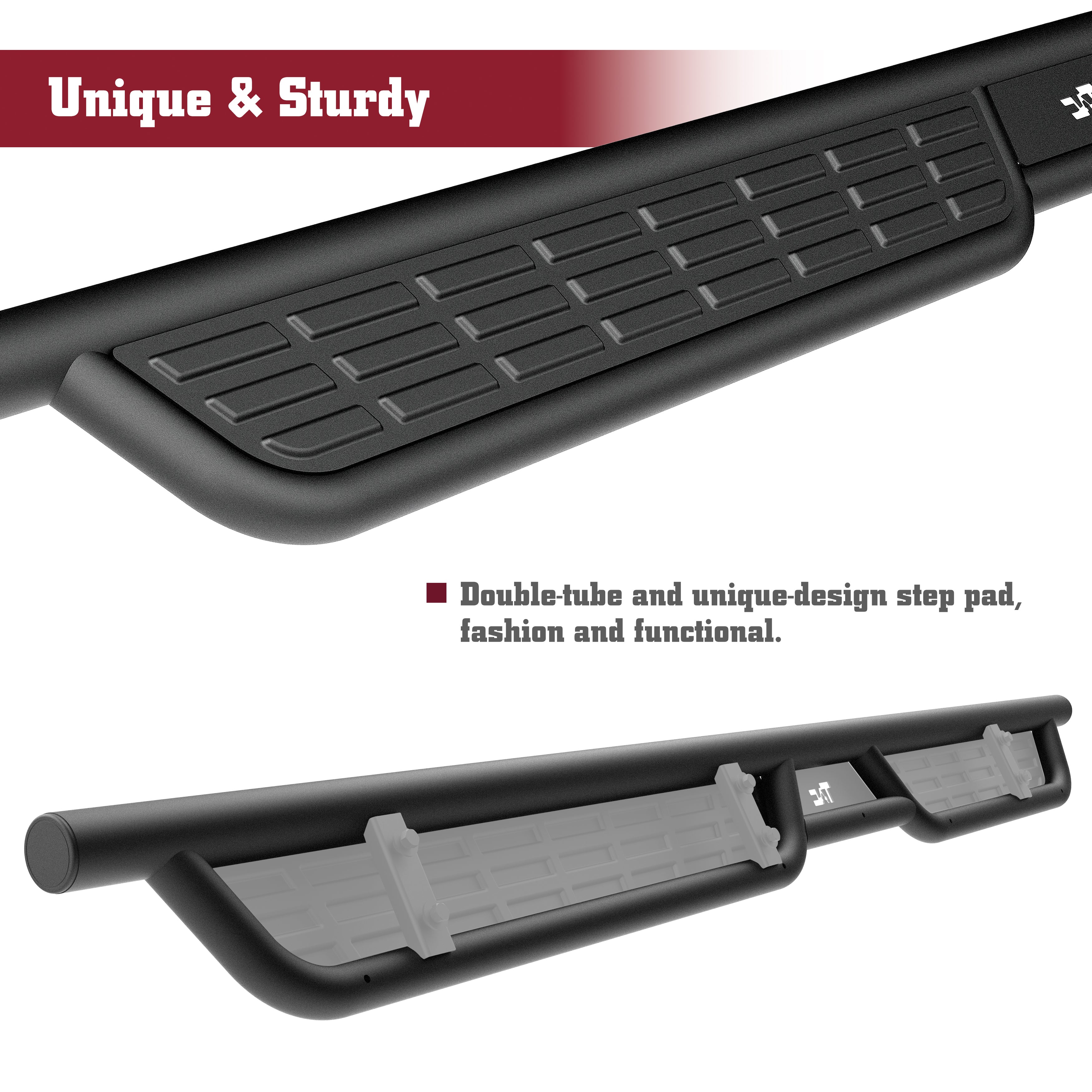 TAC Summit Running Boards Compatible with 2024-2025 Toyota Tacoma Double Cab| Side Steps| Nerf Bars| Step Rails| Pickup Truck Off-Road Exterior Accessories| Fine Texture Black (2pcs)