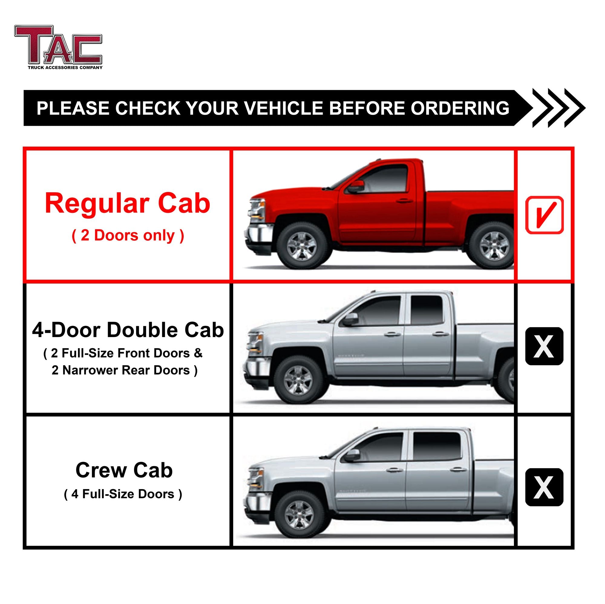 TAC 3" Gloss Black Side Steps Compatible with 1988-1998 Chevy/GMC C/K Regular Cab|1995-1999 Chevy Tahoe/GMC Yukon 2 Door|1992-1994 Chevy Blazer 2 Door (Exclude ZR2) | Running Boards| Side Bars| Step Rails| Nerf Bars| Pickup Truck Accessories (2 PCS)
