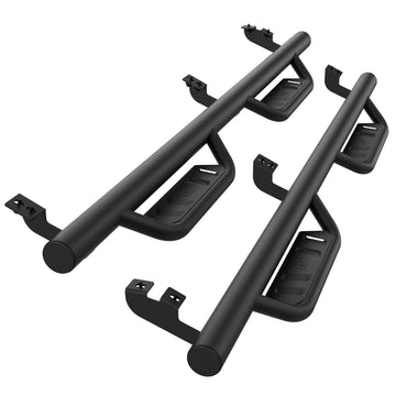Fits 2005-2023 Toyota Tacoma Double Cab| Running Boards| Side Steps| Nerf Bars| 4" Drop| Tubular Style| Fine Texture Black