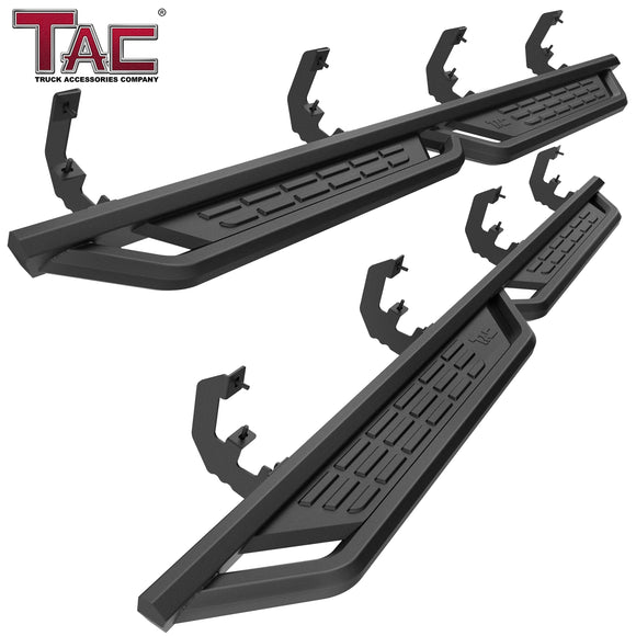 TAC Fort Running Boards Fit 2019-2026 Silverado/Sierra 1500 Crew Cab|2020-2026 Silverado/Sierra 2500/3500 Crew Cab |Side Steps |Nerf Bars |Pickup Truck Accessories |Carbon Steel Black 2PCS