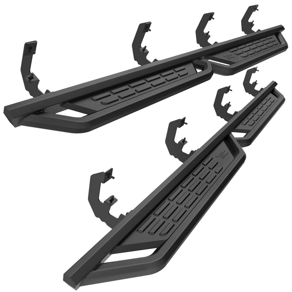 TAC Fort Running Boards Fit 2019-2026 Silverado/Sierra 1500 Crew Cab|2020-2026 Silverado/Sierra 2500/3500 Crew Cab |Side Steps |Nerf Bars |Pickup Truck Accessories |Carbon Steel Black 2PCS