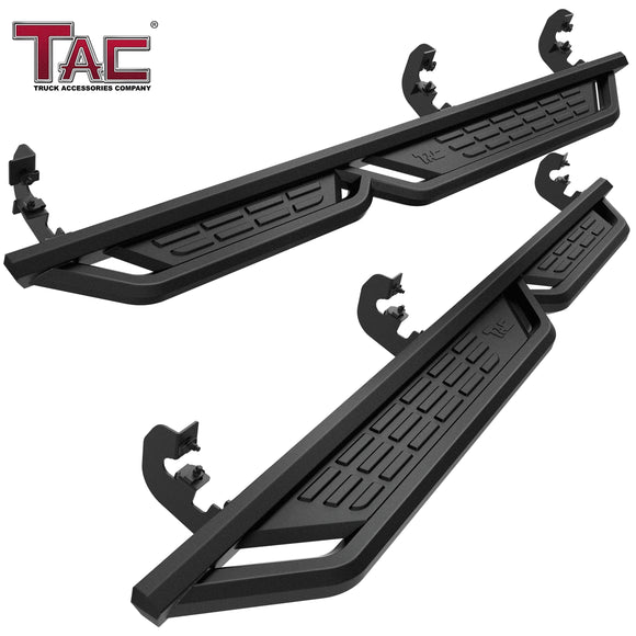 TAC Fort Running Boards Compatible with 2015-2026 Chevy Colorado/GMC Canyon Crew Cab |Side Steps |Nerf Bars |Off-Road Pickup Truck Exterior Accessories |Carbon Steel Fine Texutre Black 2PCS